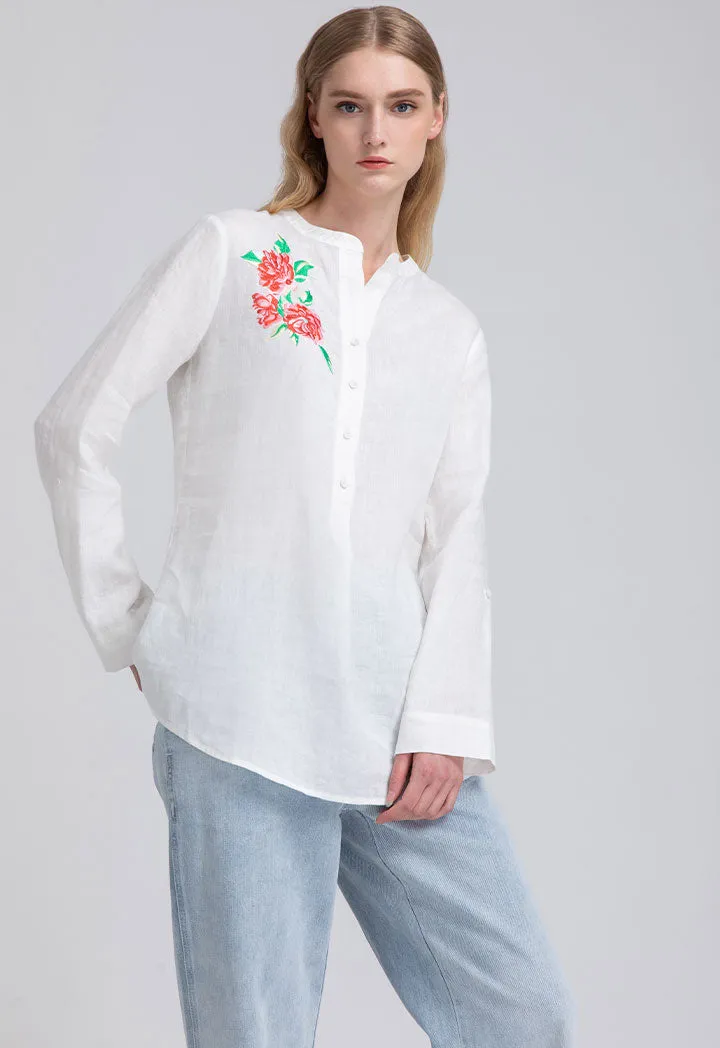 Embroidered Motif Solid Blouse