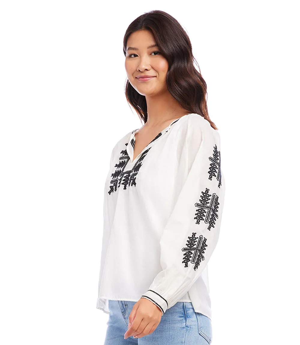 Embroidered Peasant Top