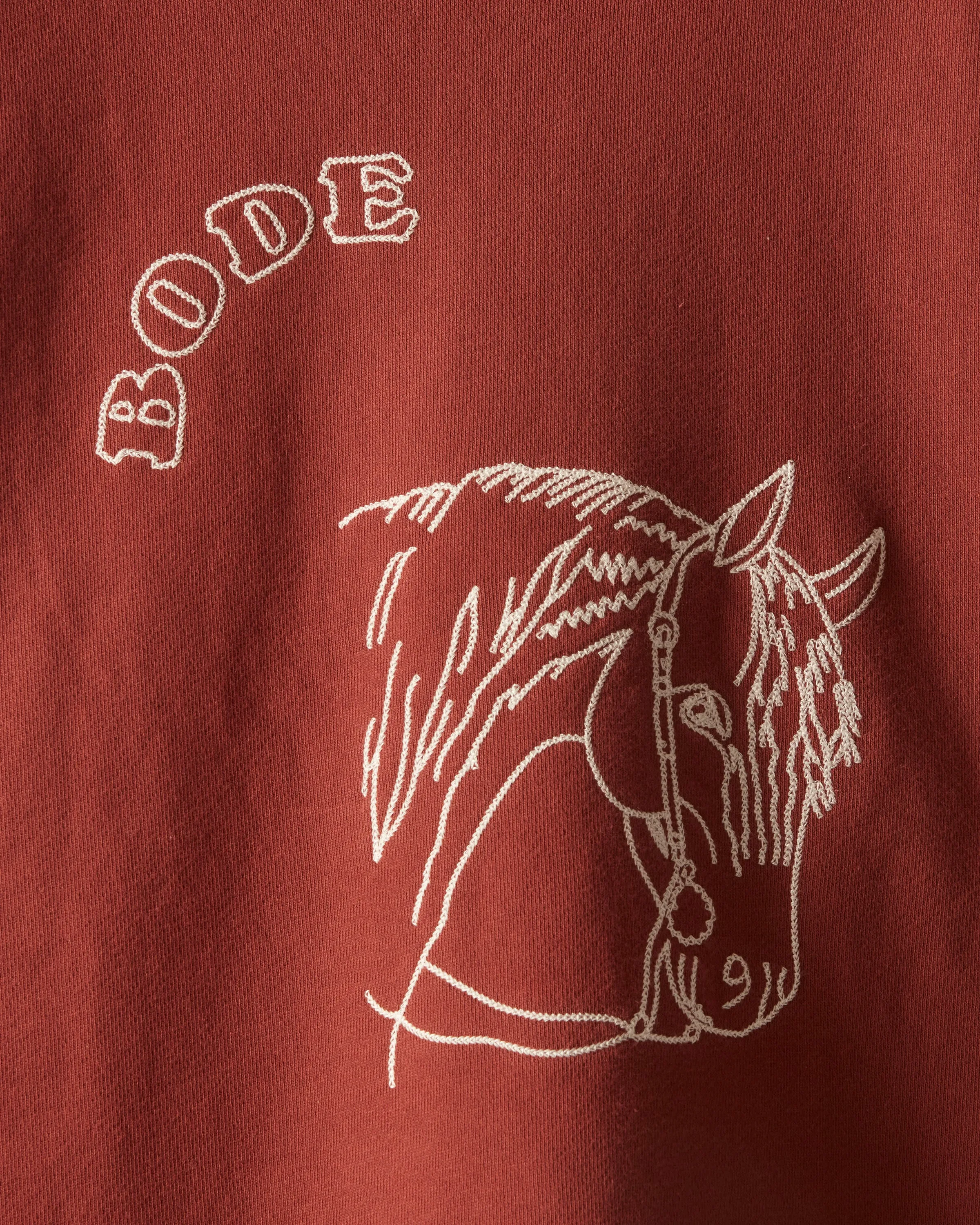 Embroidered Pony Crewneck - Brown