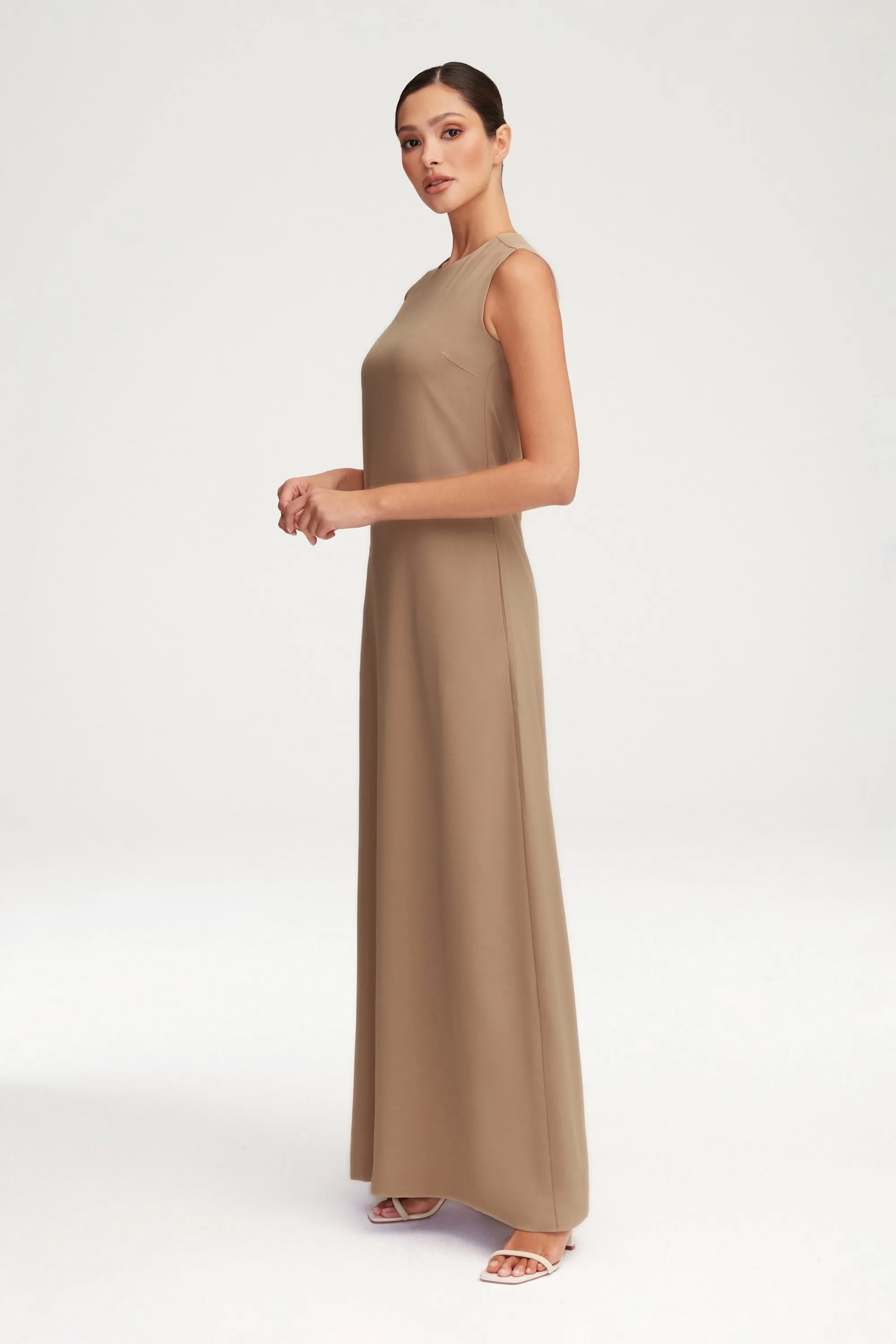 Essential Sleeveless Maxi Slip Dress - Caffe