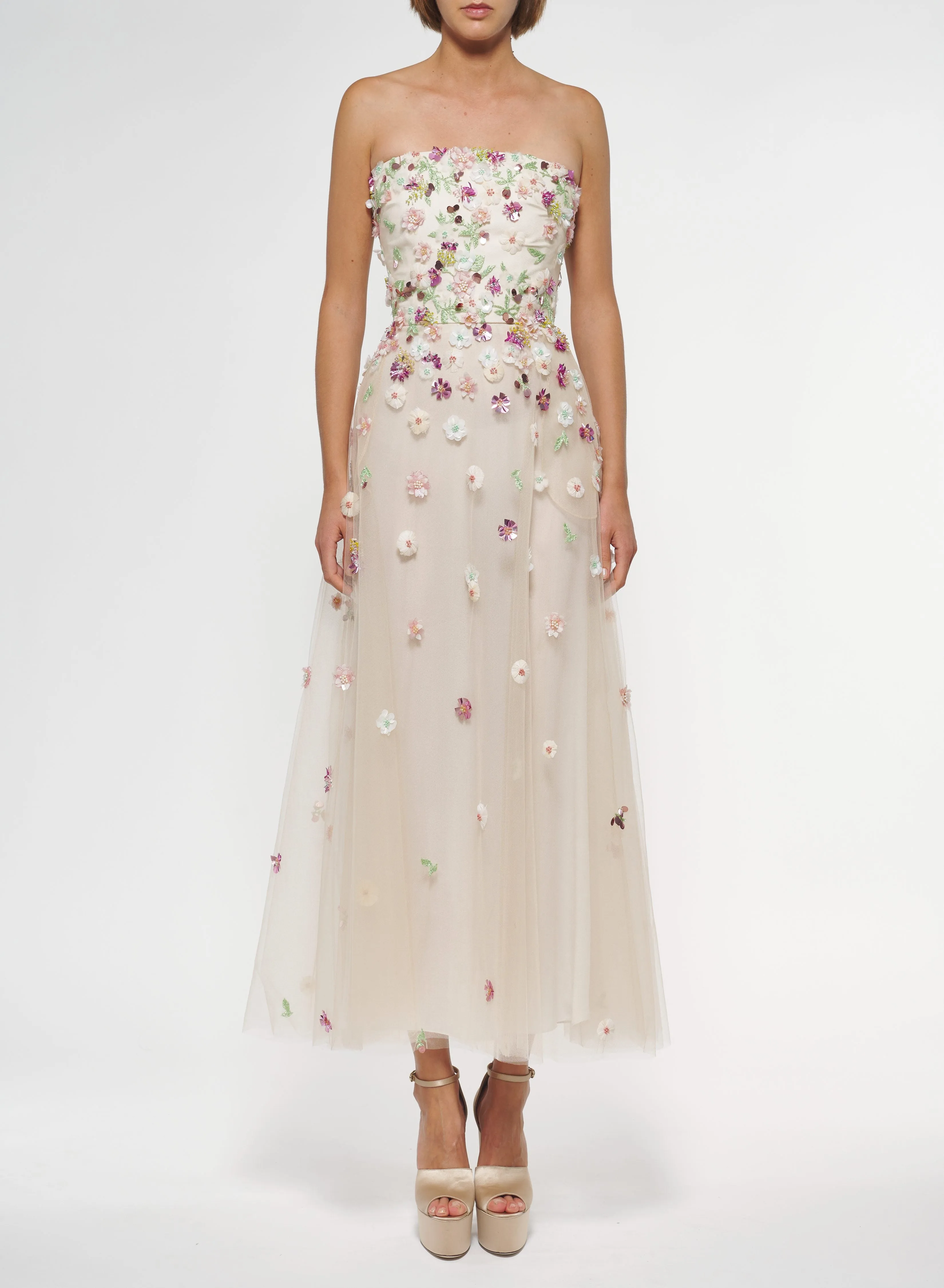 Floral Embroidered Tulle Dress