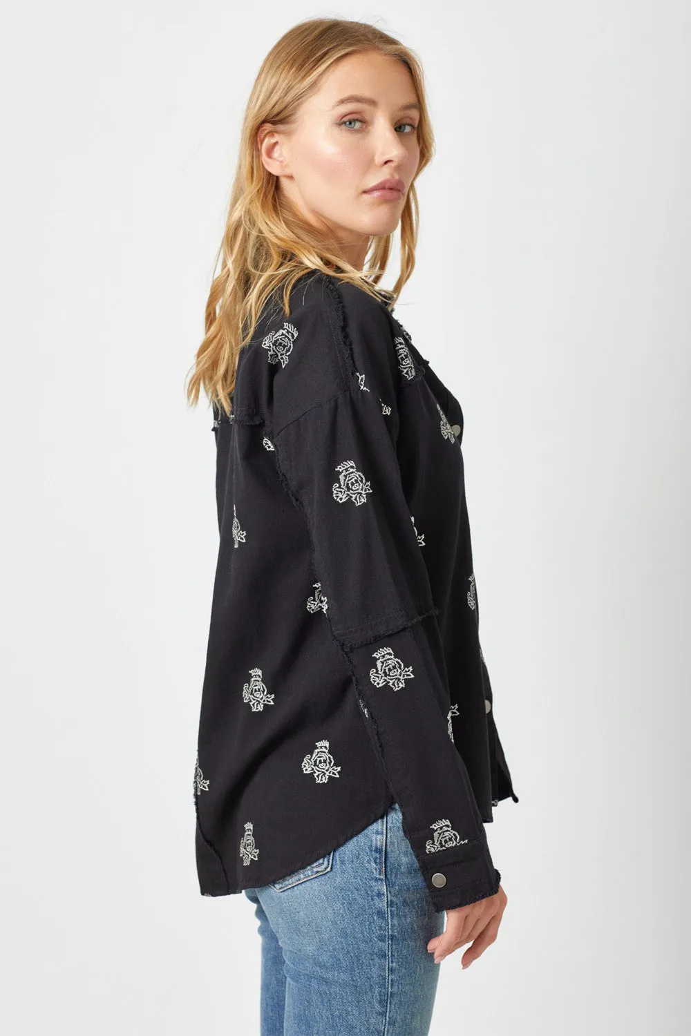 Flower Embroidered Shacket