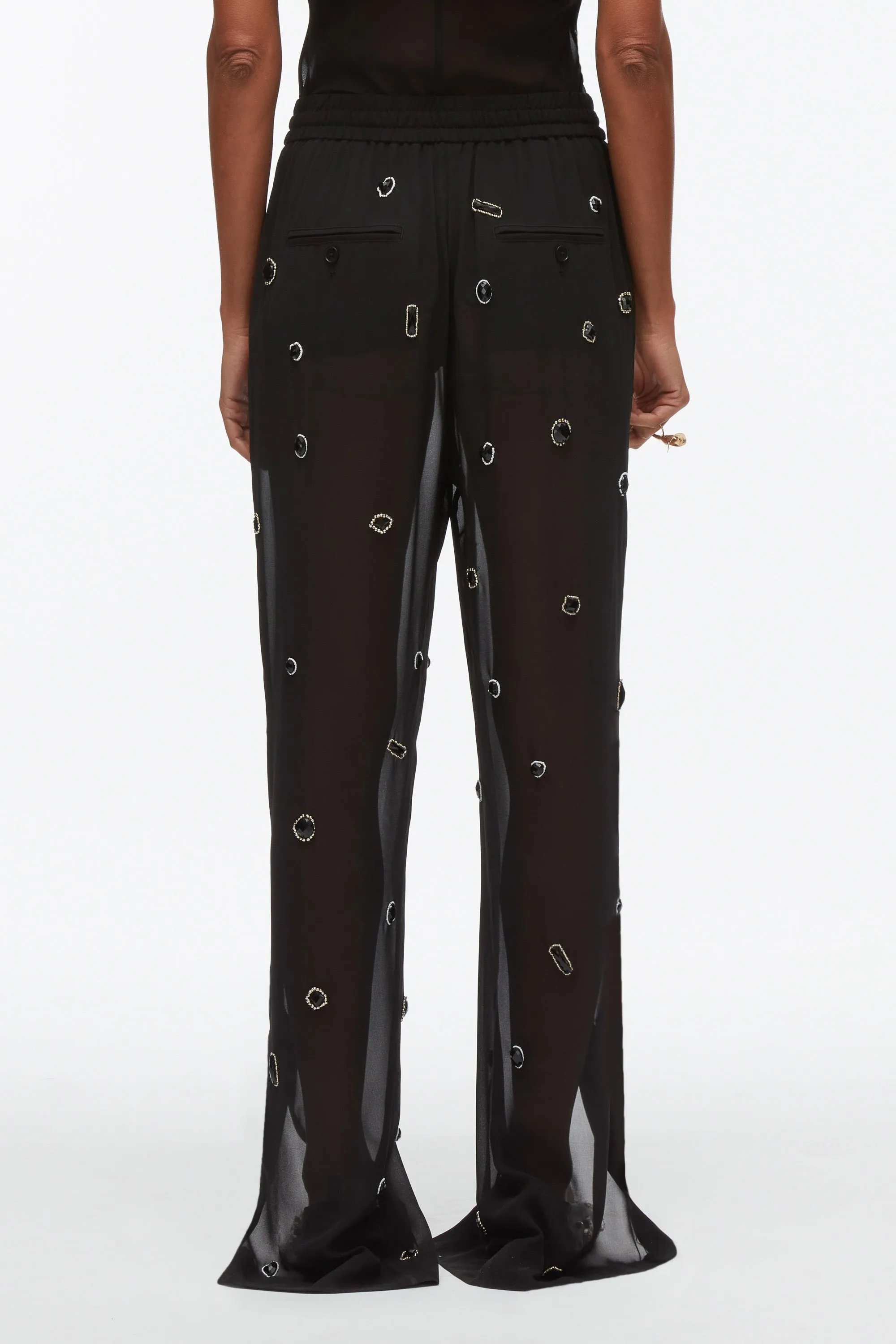 Halo Embroidered Chiffon Pant