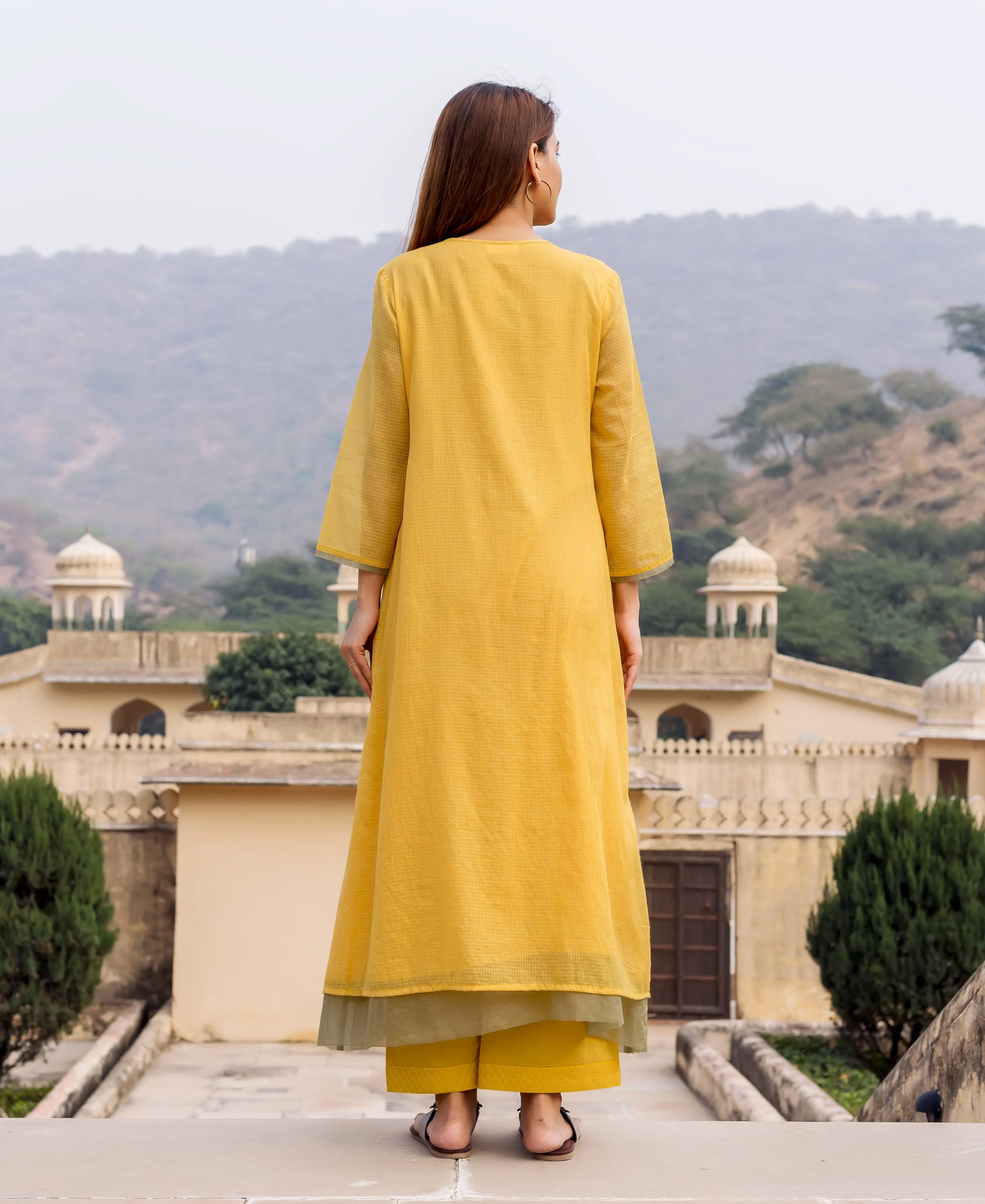 Honey Yellow Embroidered Kurta