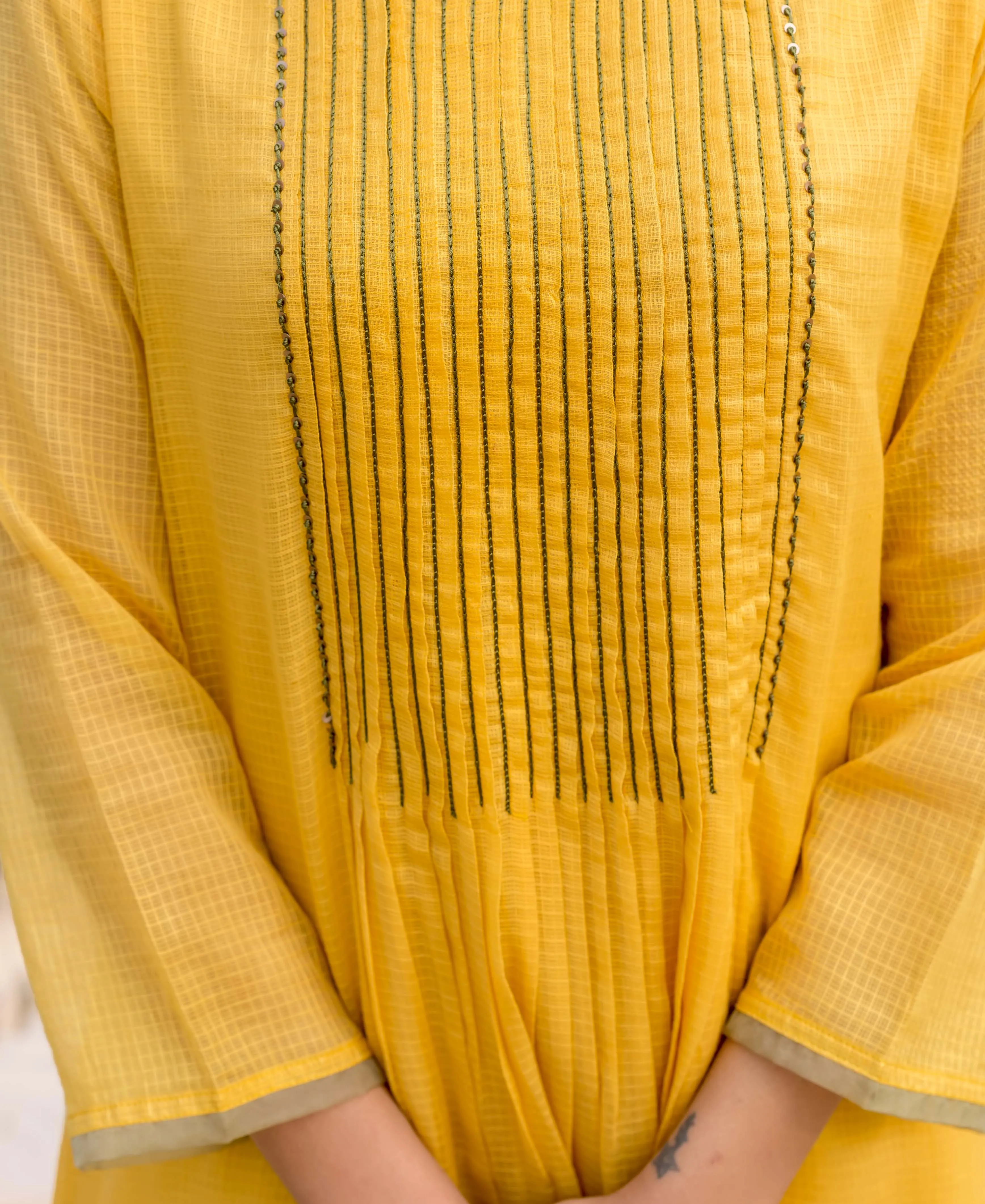 Honey Yellow Embroidered Kurta