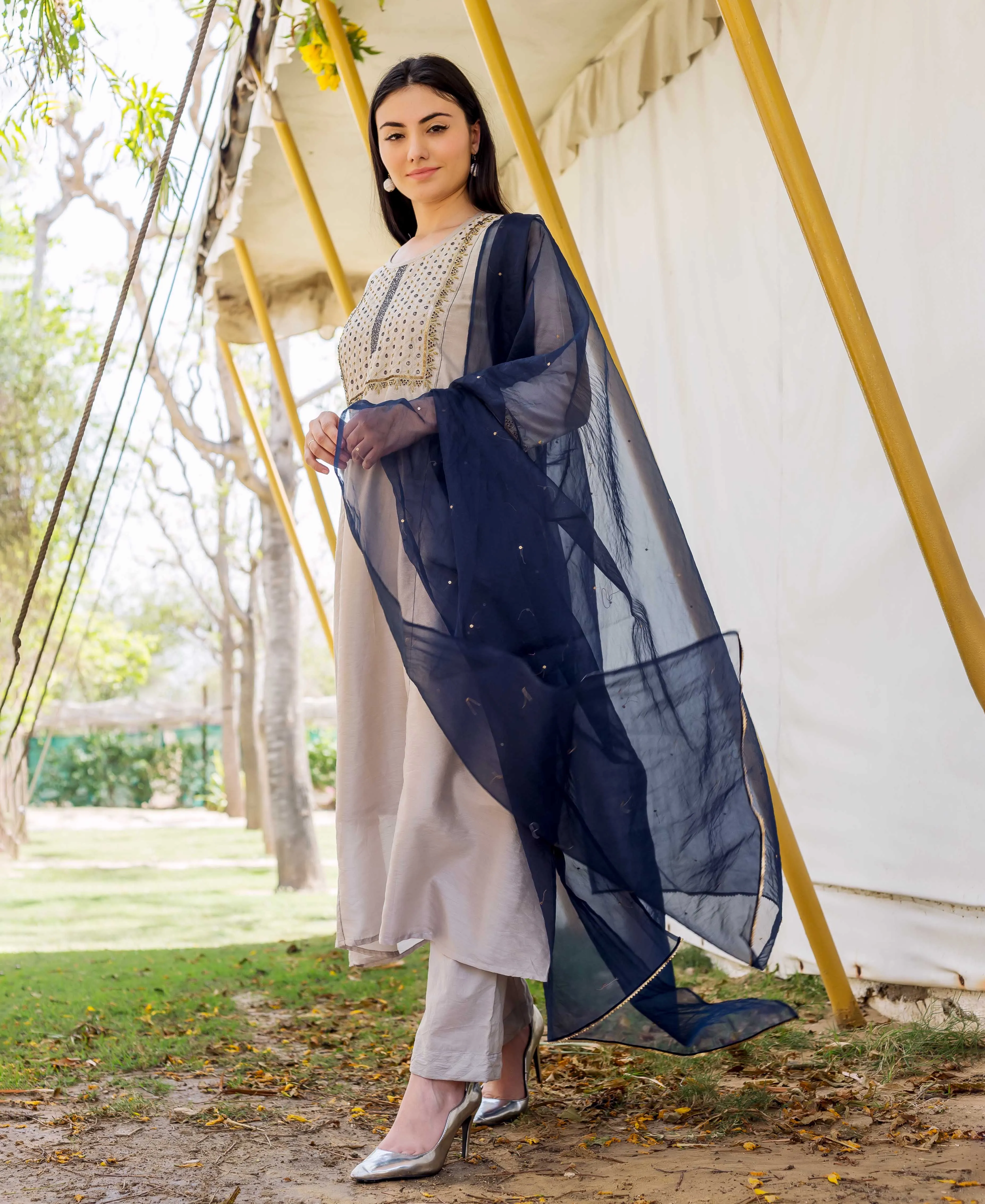 Imara Grey Embroidered Kurta