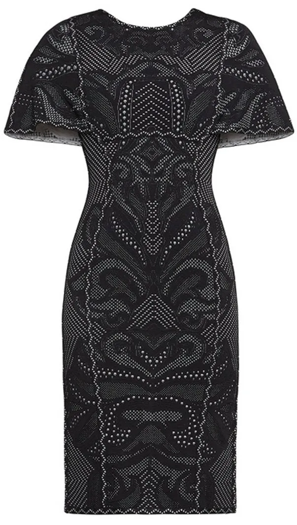 'Janie' Geometric Flourish Plaited Pointelle Dress