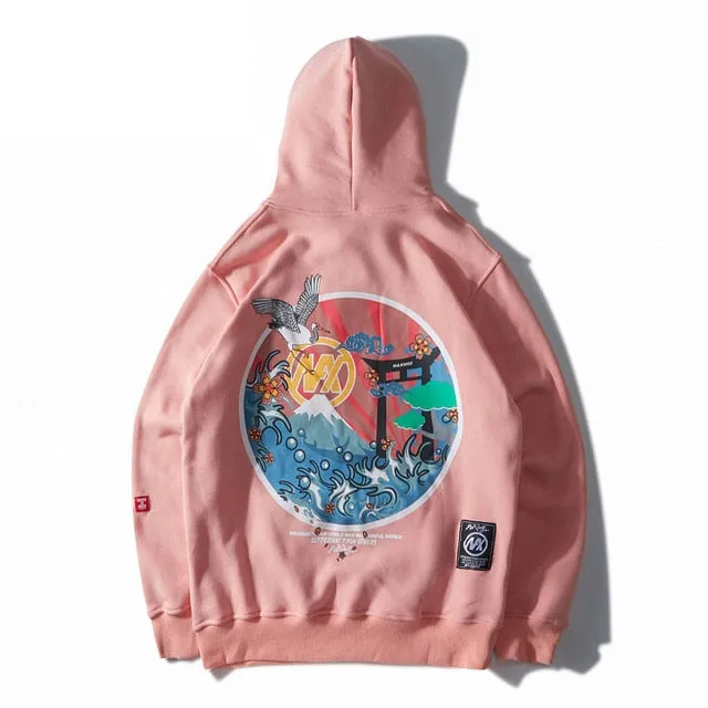 Japanise Embroidered Cranes Hoodie