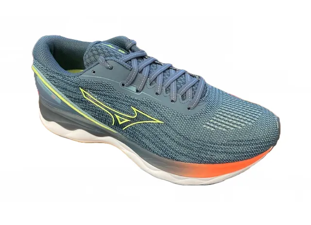 Mizuno Wave Skyrise 3 running shoe J1GC220981 smoke blue-neo lime-neon flame 