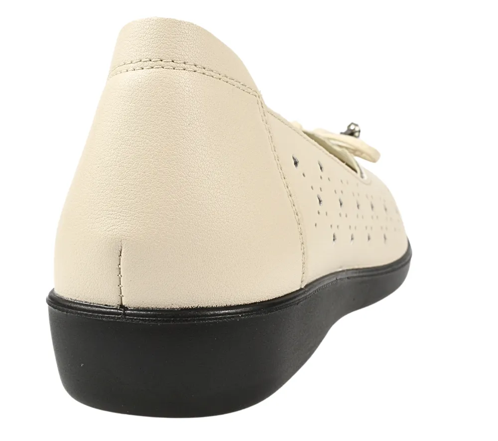 Pantofi casual, dama, STEPHANO, 3502Q07 crem, piele naturala