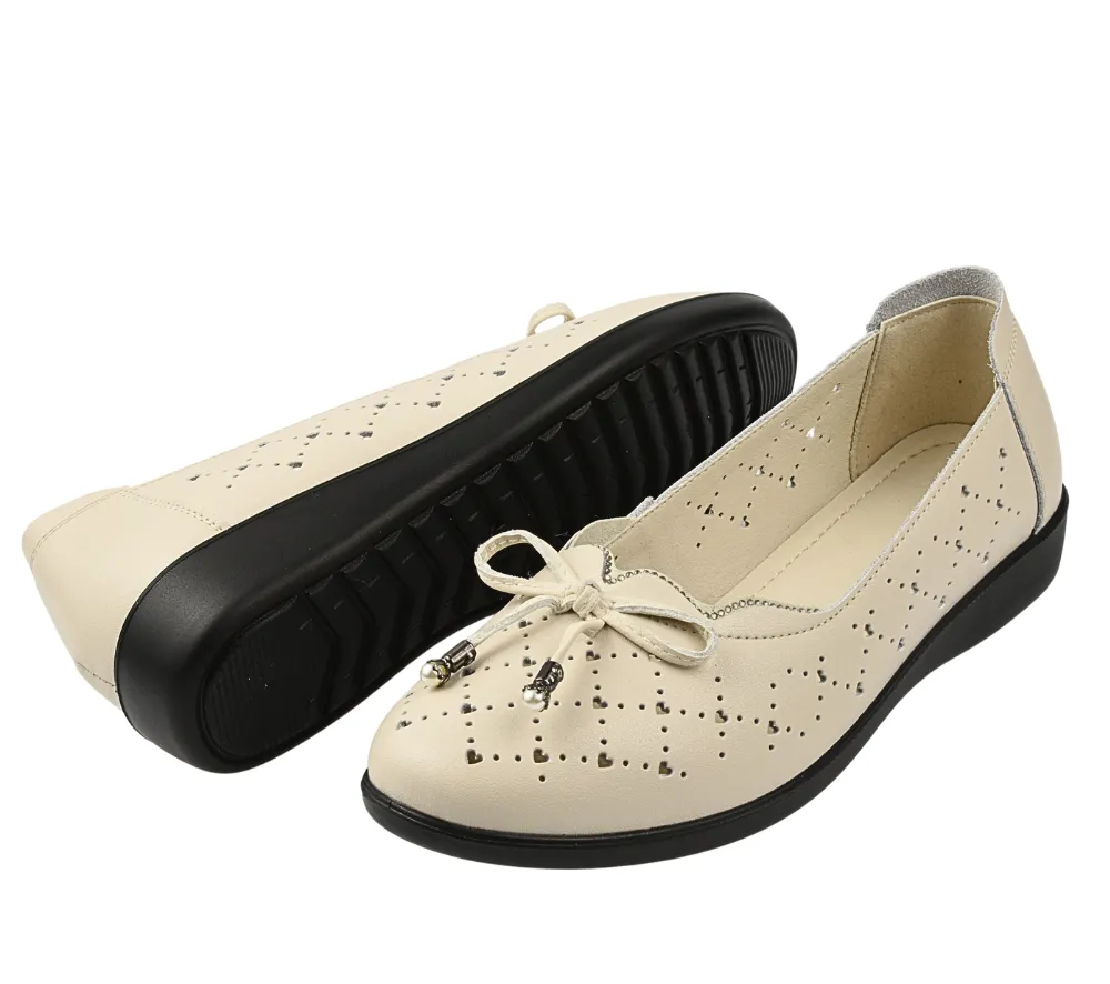 Pantofi casual, dama, STEPHANO, 3502Q07 crem, piele naturala