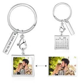 Personalized Photo, Calendar & Name keychain For Women