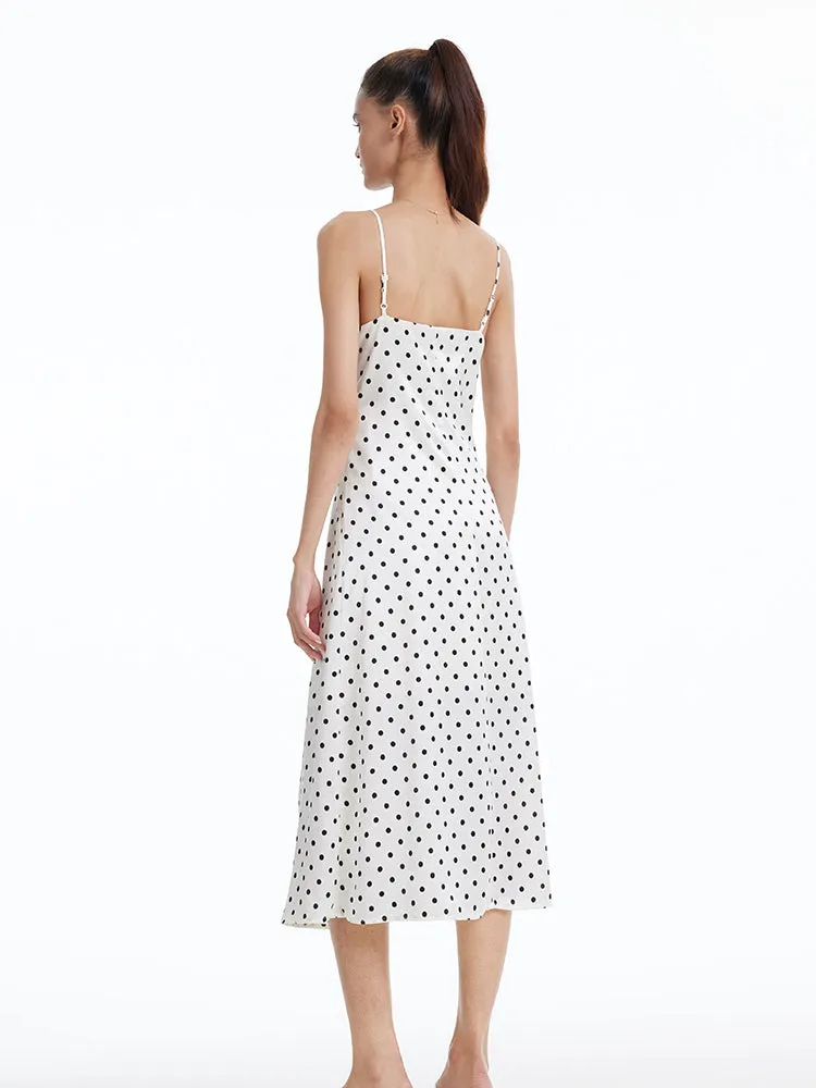 Polka Dots Spaghetti Strap Slip Maxi Dress