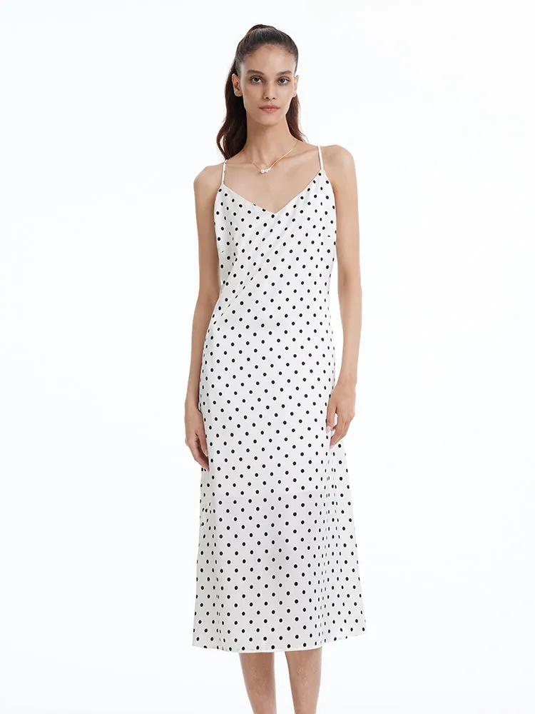 Polka Dots Spaghetti Strap Slip Maxi Dress