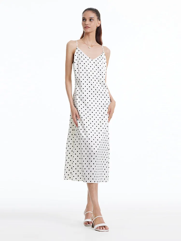 Polka Dots Spaghetti Strap Slip Maxi Dress