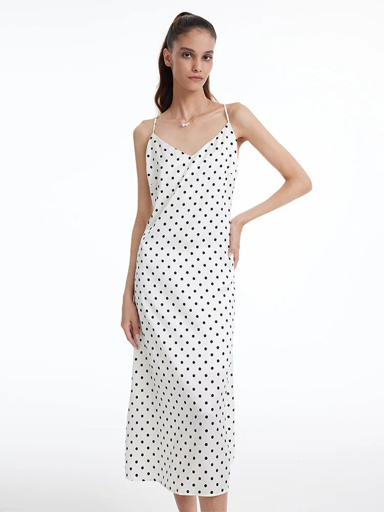 Polka Dots Spaghetti Strap Slip Maxi Dress