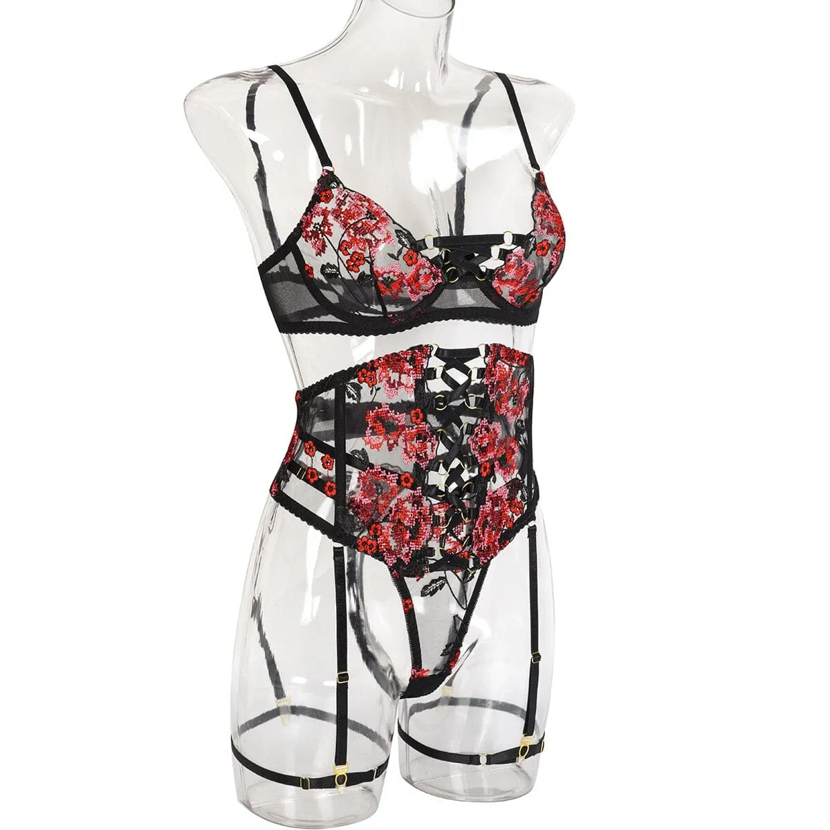 Romantic Embroidered Lingerie Set