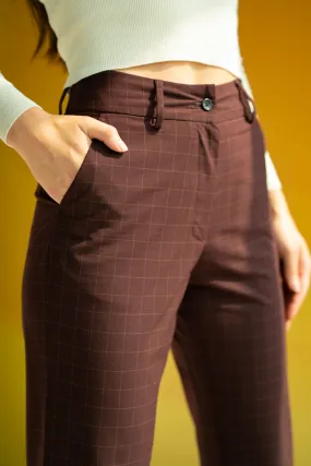 Sangria Wine Checks Women Formal Pants