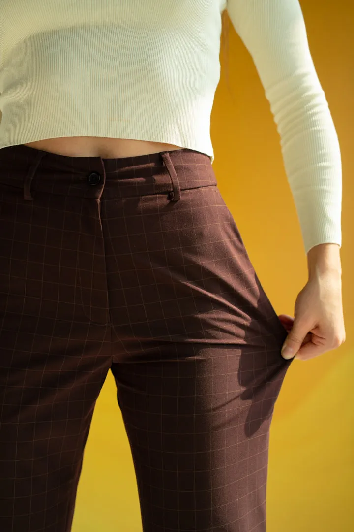 Sangria Wine Checks Women Formal Pants