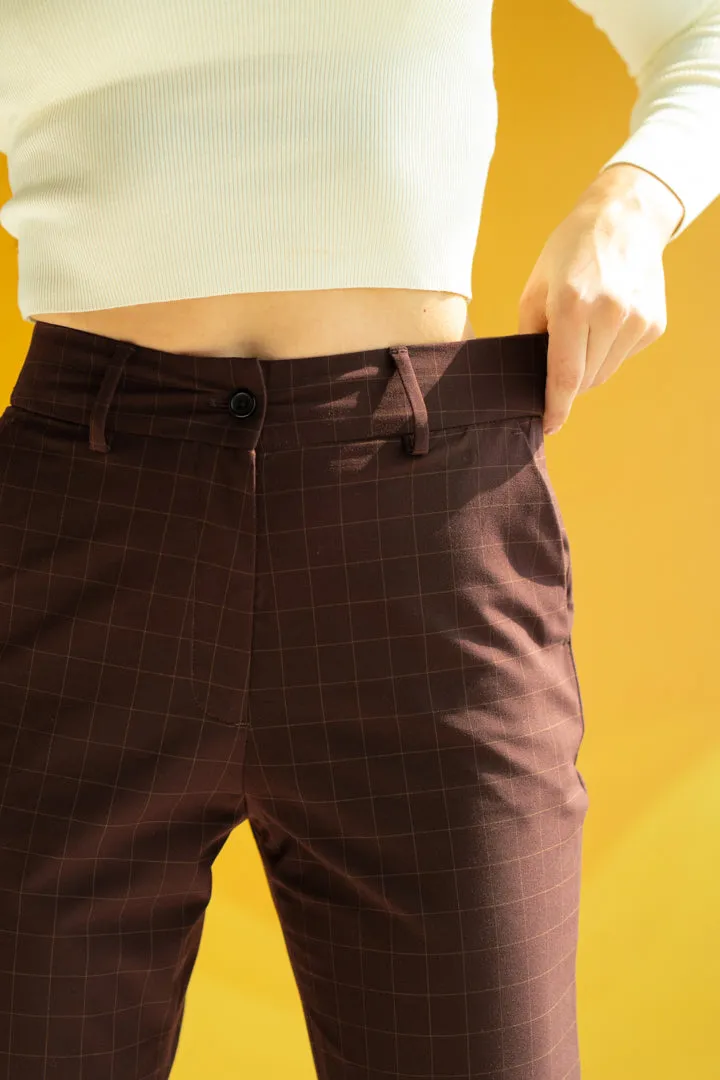 Sangria Wine Checks Women Formal Pants