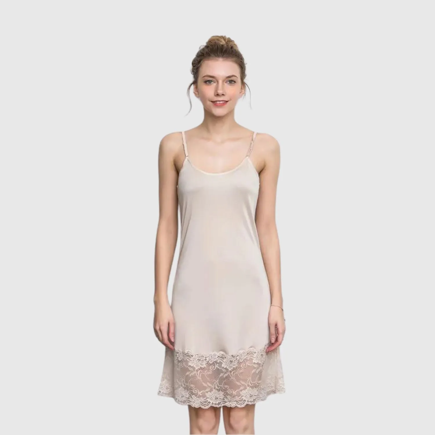 Silk Slip Dress with lace hem | More colors