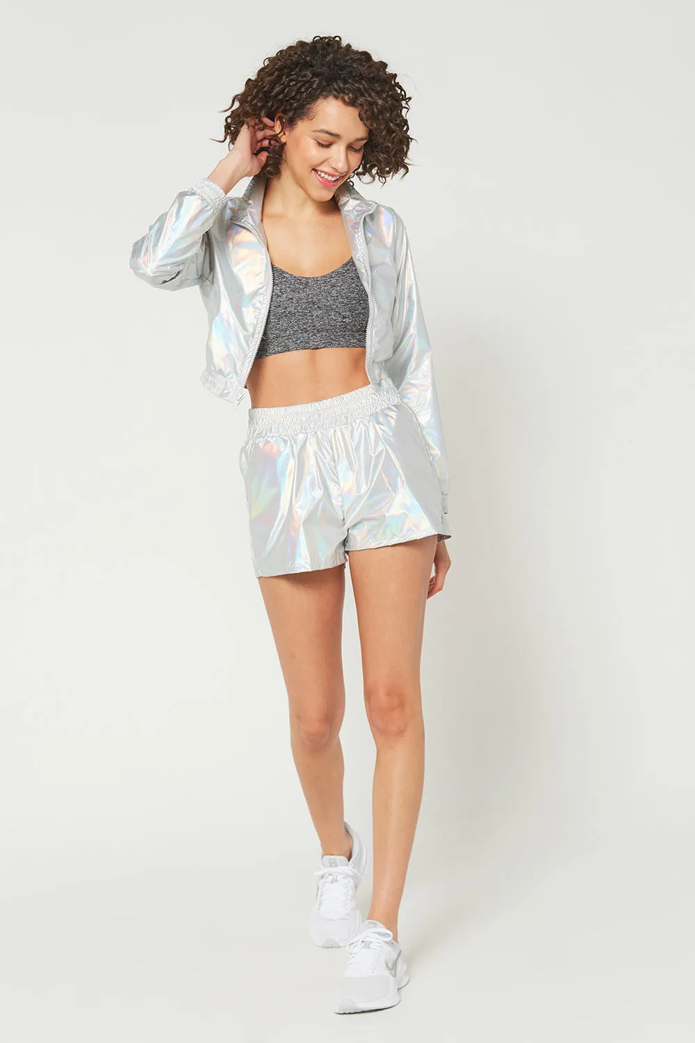 Silver Rainbow Banded Running Shorts