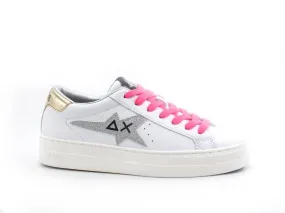 SUN68 Betty Sneaker Running Glitter Bianco Argento Z41237