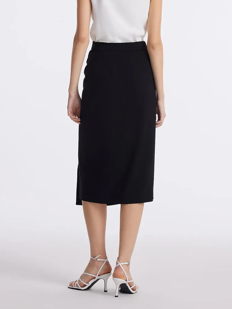 Triacetate Slit Ruched Women Half Skirt