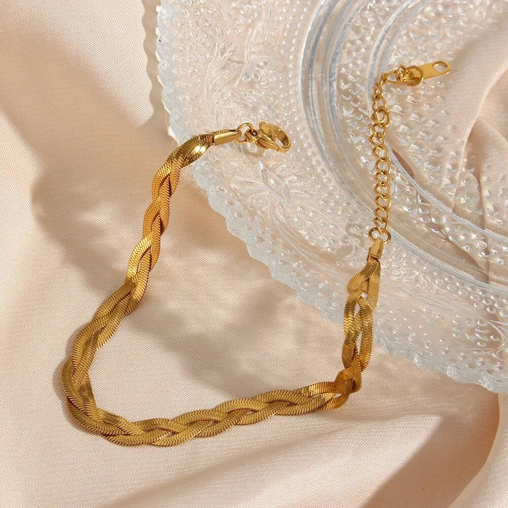 Triple Braid Herringbone Necklace