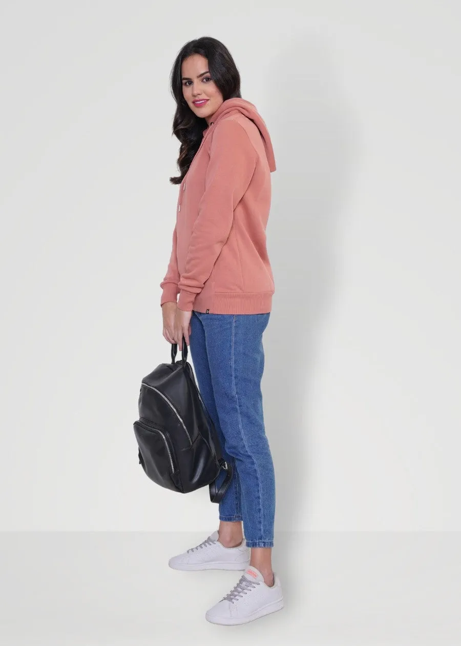 Women Fleece Hoodie Sweatshirt | Salmon Pink | Pronk